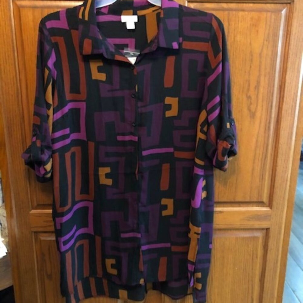 Avenue Brand Plum/spice geo women's blouse Size 18  NWT